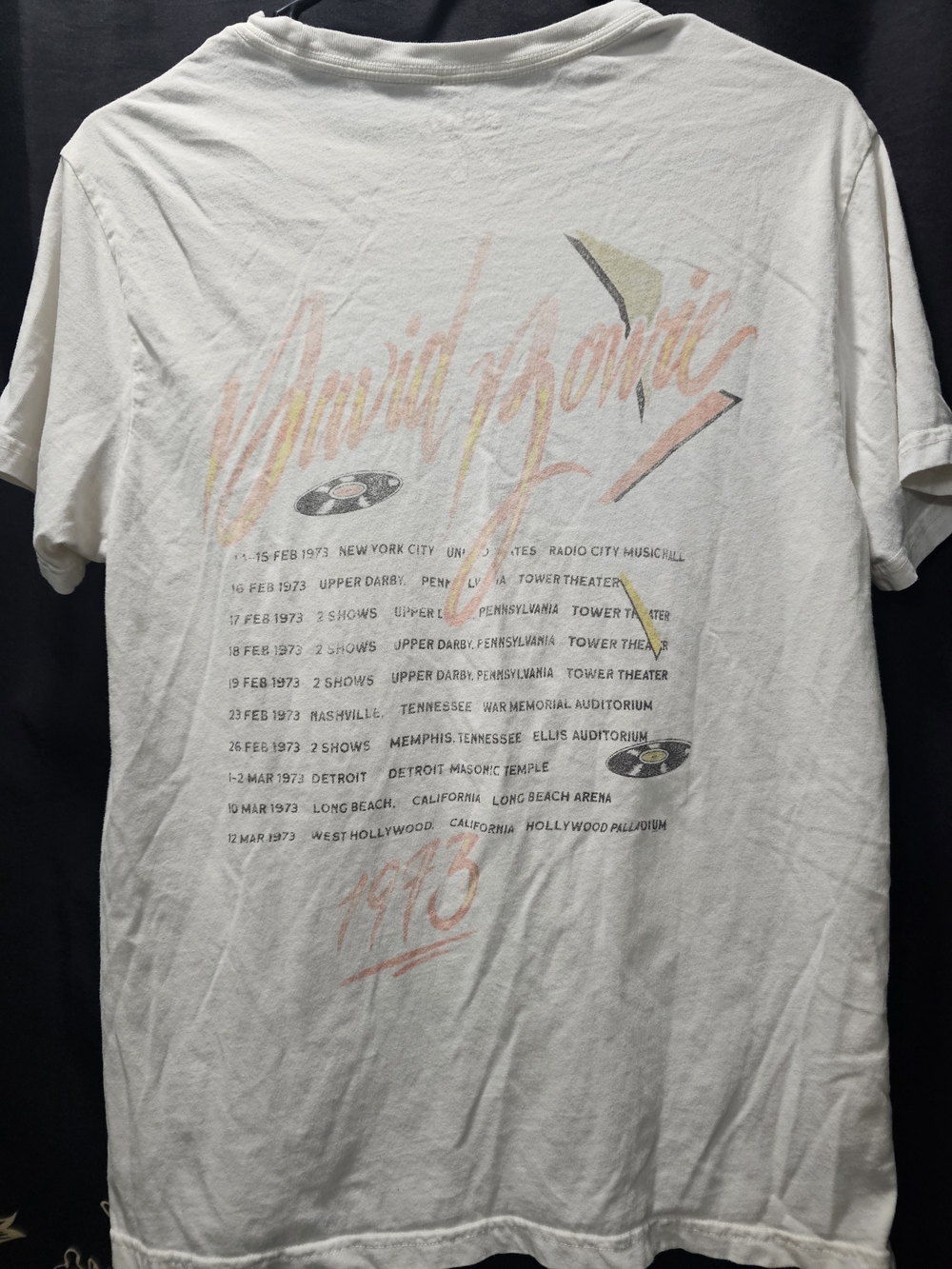 David Bowie 1973 White Graphic Tour T-Shirt Lucky Brand Size Medium
